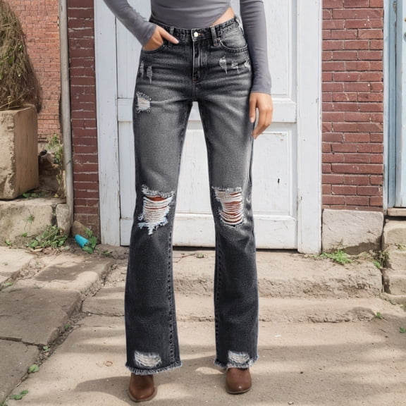 Women's Skinny Jeans High Waisted Stretch Denim Pants For Everyday Wear Vacation Home Comfort Fit Long Trousers With Distressed Hem And Details Jean Pants for Women 24 Straight Women Size 9 Pants