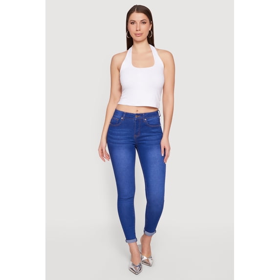 Women's Skinny Jeans with Rolled Cuffs