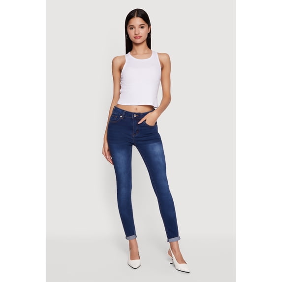 Women's Skinny Jeans with Rolled Cuffs