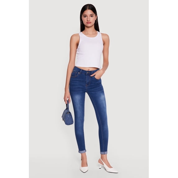 Women's Skinny Jeans with Rolled Cuffs