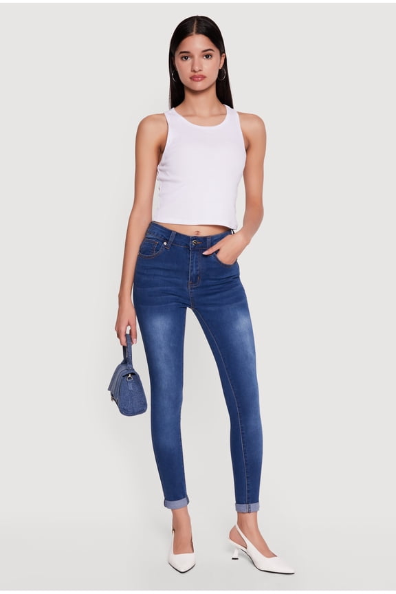 Women's Skinny Jeans with Rolled Cuffs