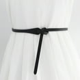 thumbnail image 1 of Women's Skinny Leather Belt Casual Retro Solid Color Tie Decorative Knot Adjustable Belt for Jeans Dress Thin Waist Belt for Ladies Black One Size, 1 of 4