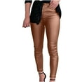 thumbnail image 1 of Women's Skinny Leather Pants Bright Pencil Pant Casual Fitness Fashion Jeggings With Pockets, 1 of 5