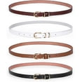 thumbnail image 1 of Women's Skinny PU Leather Belt Solid Color Fashion Thin Waist Belt with Gold Buckle for Jeans Pants 1/2 Width, 1 of 6
