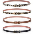 thumbnail image 1 of Women's Skinny PU Leather Belt Solid Color Fashion Thin Waist Belt with Gold Buckle for Jeans Pants 1/2 Width, 1 of 6