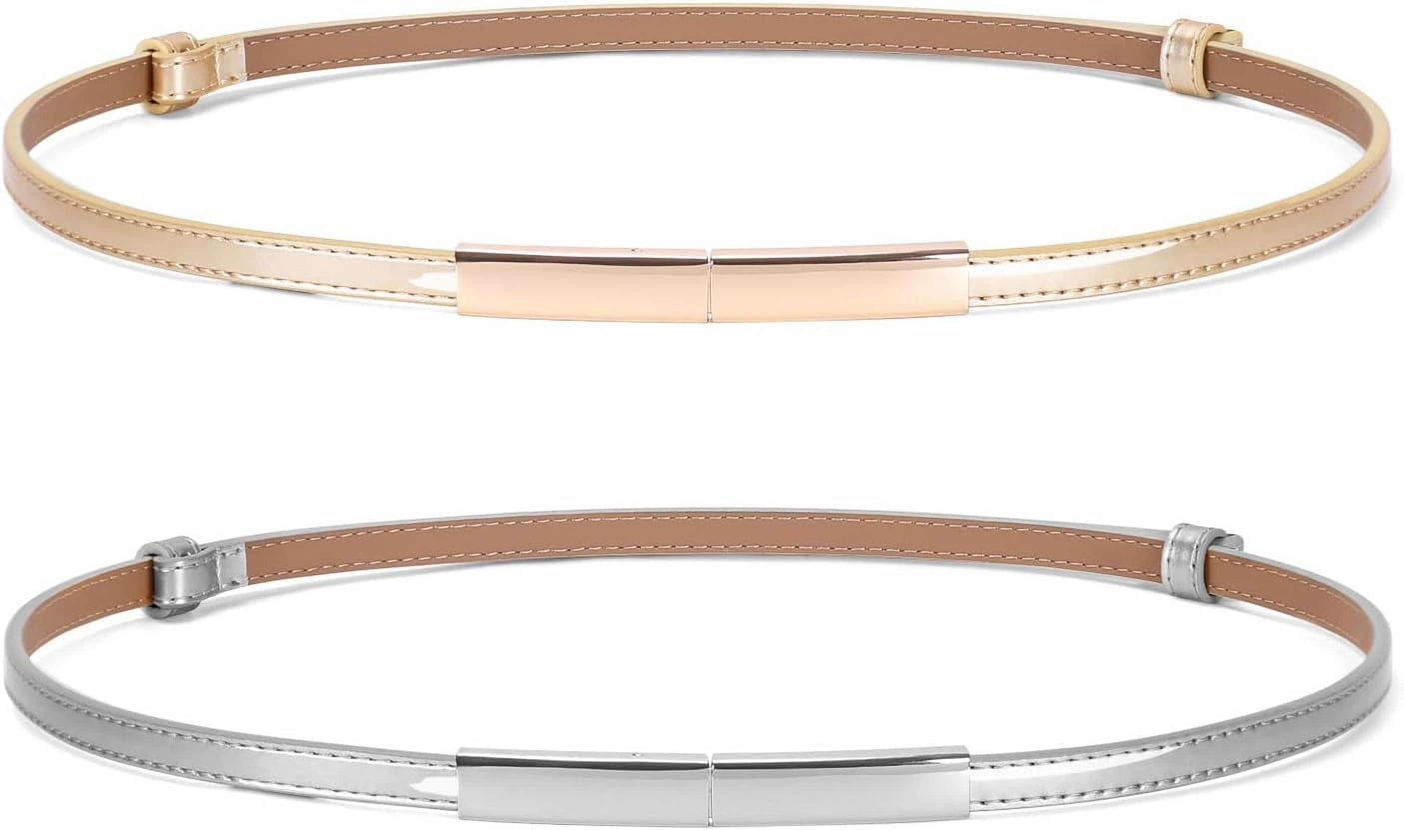 5752 Women Skinny Waist Belt With Gold Buckle Adjustable Patent Leather Women main image 2