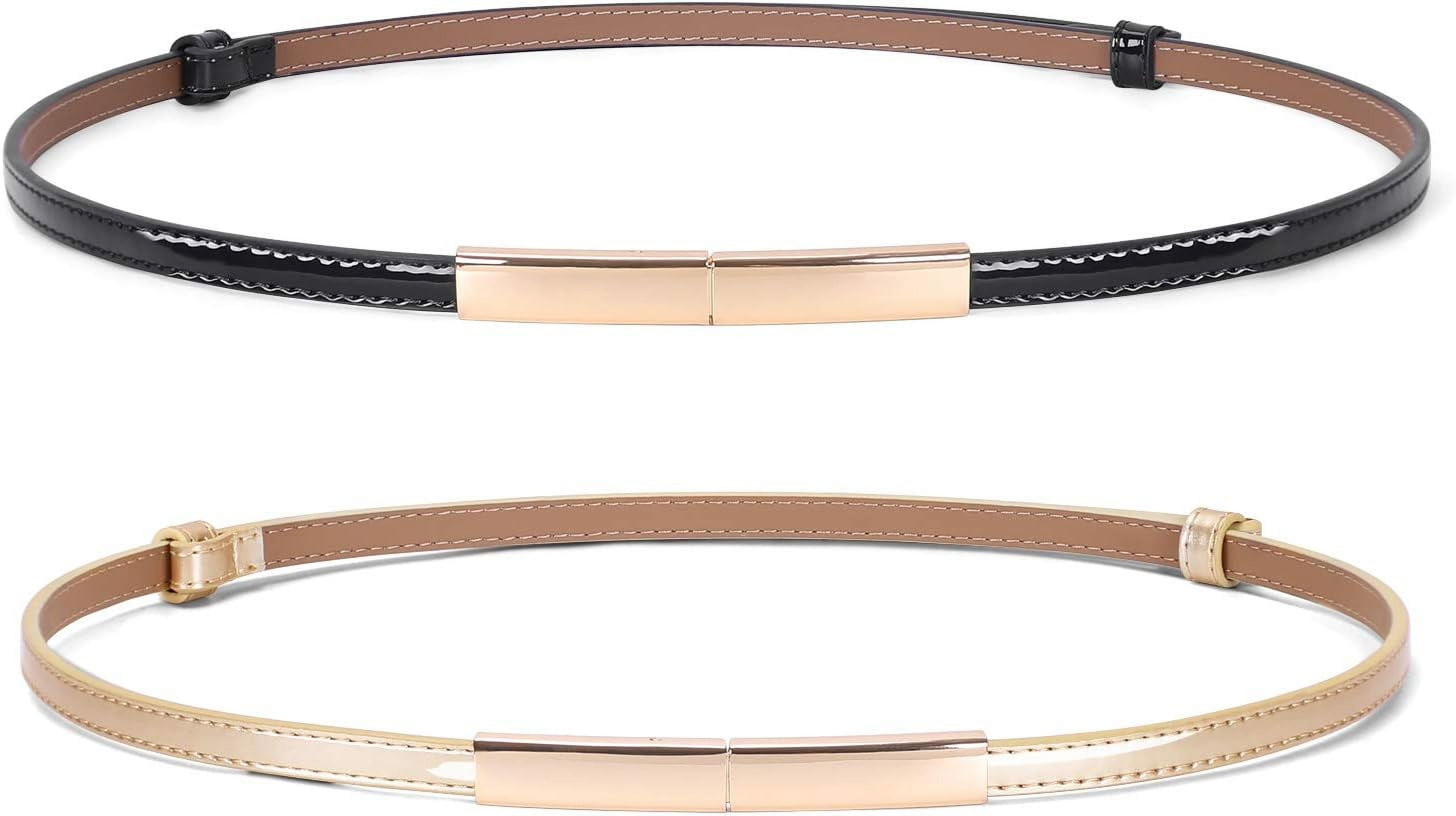 3346 Women Skinny Waist Belt With Gold Buckle Adjustable Patent Leather Women main image 2