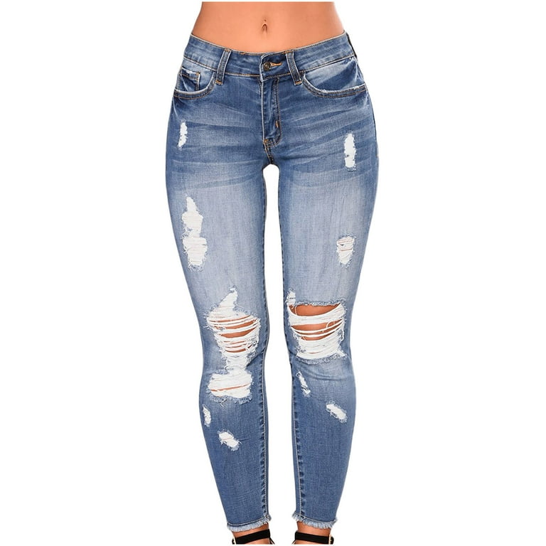 Light blue skinny ripped jeans sale