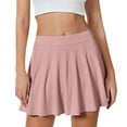 thumbnail image 1 of Women's Skirt Basic Solid Pleated Swing Mini Skirt Casual Athletic Skirts Stretchable High Waist A Line Dance Skirts Pink M, 1 of 4