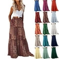 thumbnail image 1 of Women's Skirt Bohemian Style Loose Fitting Casual High Waisted Half Length Skirt Summer Maxi Skirts for Women Size S-2XL(US 4-12), 1 of 3