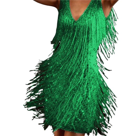 Women's Skirt Dress Deep V Neck Sleeveless Pencil Skirt Fringed Midi Casual Clothing Solid Elegant