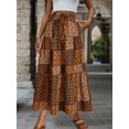 thumbnail image 1 of Women's Skirt, Elastic Waist Tiered A-Line Midi Skirt, Fitted Flared Bottoms for Commute and Daily Wear, 1 of 5