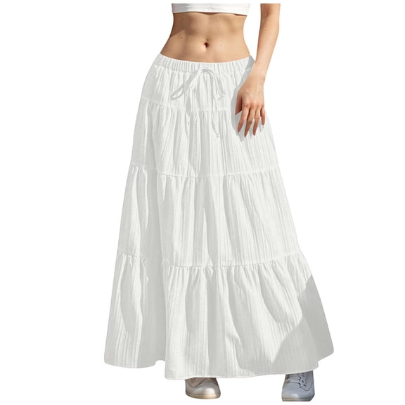 Women's Skirt Flowy Flared Ruffle Long Maxi Skirts Going Out Outfits