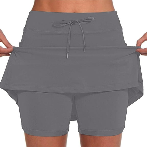 ZQUUVOU Women's Skirt Sports Shorts Solid Color Casual Shorts Bottoming Skirt Shorts Gray