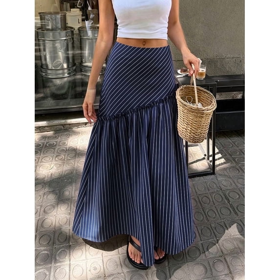 Women's Skirt, Tiered Drop Waist Midi Skirt, Fitted Flared Bottoms for Commute and Daily Wear