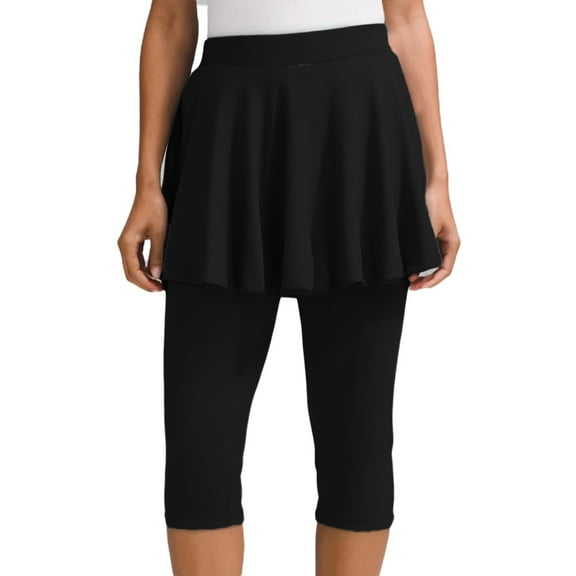 Women's Skirted Leggings - Flared Hem, 7/8 Length, Stretchy Fabric, Versatile for Gym/Casual
