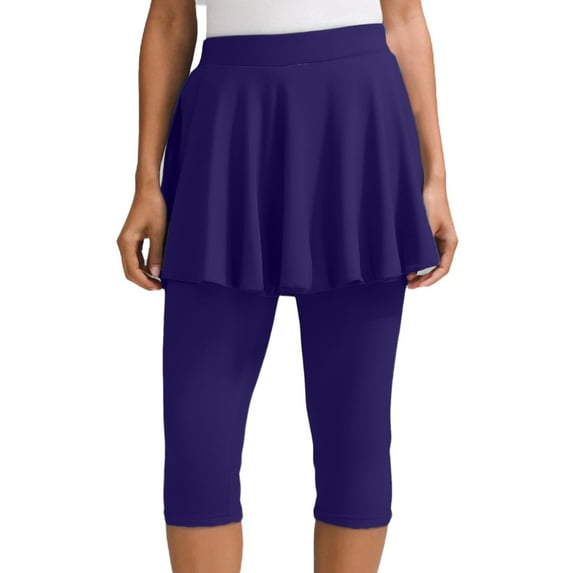 Women's Skirted Leggings - Flared Hem, 7/8 Length, Stretchy Fabric, Versatile for Gym/Casual