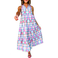 thumbnail image 1 of Women's Skirted Sleeveless Tiered Maxi Dress with Frilly Neck and Floral Print, 1 of 12