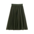 thumbnail image 1 of Women's Skirts A Line Pleated Skirt Mid Long Tutu Ruffle Mesh Vintage Chiffon High Waist Summer Clothes for Women Army Green One Size, 1 of 5