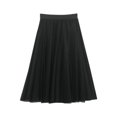 thumbnail image 1 of Women's Skirts A Line Pleated Skirt Mid Long Tutu Ruffle Mesh Vintage Chiffon High Waist Summer Clothes for Women Black One Size, 1 of 5