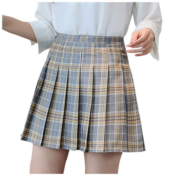 Women's Skirts Fashion High Waist Pleated Mini Skirt Slim Waist Casual Tennis Womens Summer Clothes Grey L