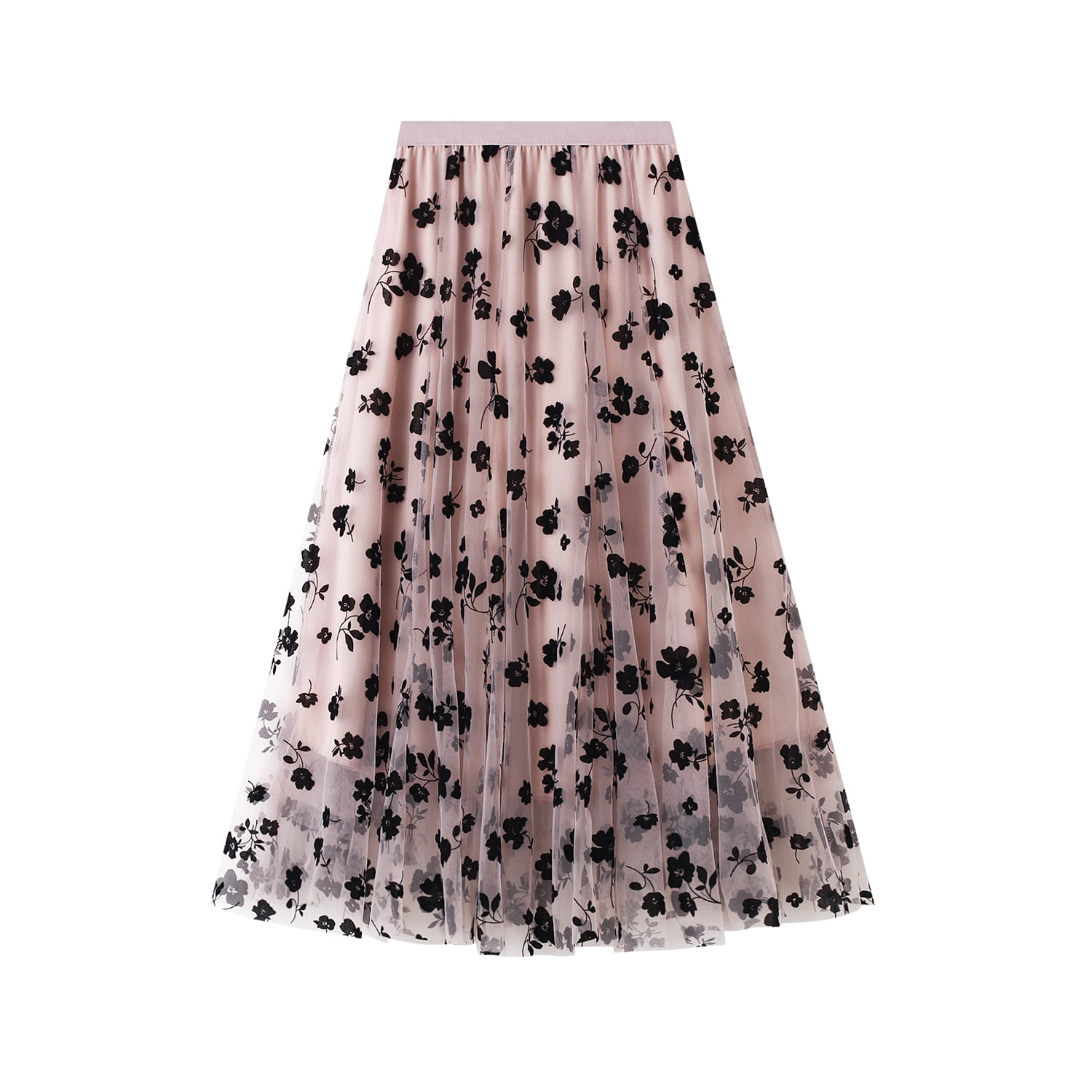 Women's Skirts High Waist Printed Layered Mid-length Skirt One Size ...