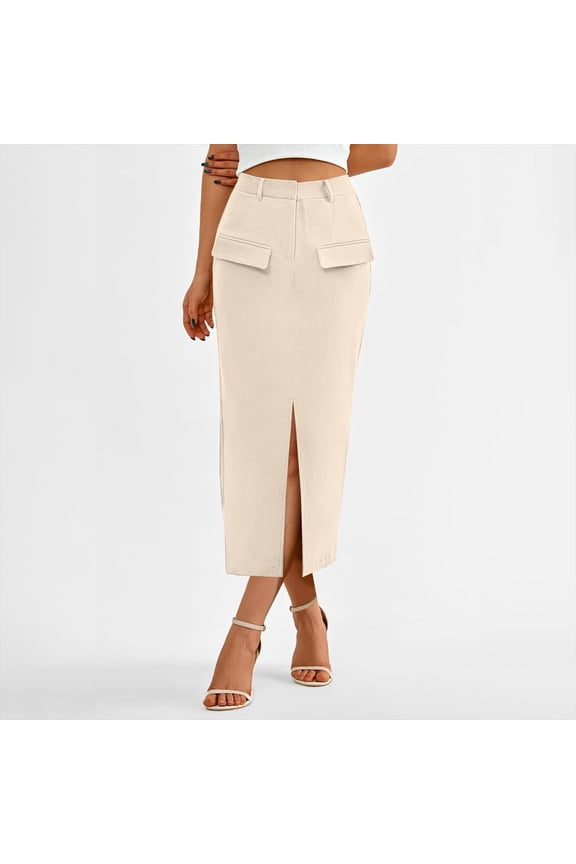 Women's Skirts LEBONYARD Floral Midi Skirt for Women,Ladies Sexy Temperament Office Casual Pocket Slit Bag Hip Skirt Tight Skirt Skirt Beige XXL