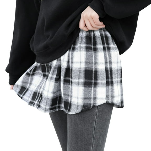 Women's Skirts Plaid Small Fart Curtain Autumn And Winter Sweater Base Artifact Skirt Shirt Hem Cover Inside Fold Wear Versatile