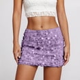 thumbnail image 1 of Women's Skirts Reflective Sequin Bodycon Skirtcomfortable Club Party Nightout Mini Skirt Purple M, 1 of 5
