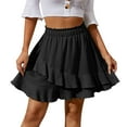 thumbnail image 1 of Women's Skirts Ruffle Skirt Summer High Waist Irregular Solid Short Skirt Womens Clothes Black L, 1 of 4