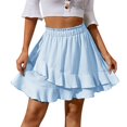 thumbnail image 1 of Women's Skirts Ruffle Skirt Summer High Waist Irregular Solid Short Skirt Womens Summer Clothes Blue L, 1 of 4