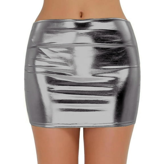 Women's Skirts Shiny Metallic Patent Leather Mini Pencil Skirt Nightout Wear Dance Party Clubwear