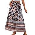 thumbnail image 1 of Women's Skirts Summer Flared Ruffle Solid Color Soft & Lightweigh Flowy Swing Pleated Beach Long Skirt with Pockets, 1 of 6