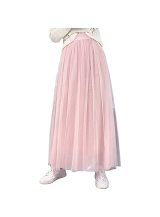 Ladies Pink Mesh Midi Skirt