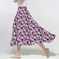 thumbnail image 1 of Women's Skirts Viikei Floral Midi Skirt for Women,Women's Casual Flowers Printed A-line Elastic Waist Skirt Purple XXL, 1 of 6