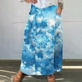thumbnail image 1 of Women's Skirts Viikei High-Waist Skirt with Belt Loops,Women's Printed Elastic Waistband Pleated Pocket Skirt With Mid Calf Skirt Blue XXXXXL, 1 of 5