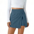thumbnail image 1 of Women's Skort Mini Skirt Casual Solid Zipper Textured Short Skirt with Side Slits Tiered Skirt for Women, Size S-2XL, 1 of 8