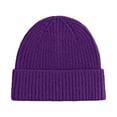 thumbnail image 1 of Women's Skullies & Beanies Knit Chunky Snow Cap Ribbed Crossed Chunky Cable Knit Beanie Hat Snow Ski Skull Cap Pom Knit Earflap Hats Snow Beanie Knit Cap Ski Hat Purple One Size, 1 of 5