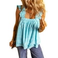 thumbnail image 1 of Women's Sky Blue Tribal Pattern Ruffled Tank Top - Bohemian Style | [ZhiHiMeRi] | (US 12-14)L, 1 of 12