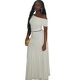 thumbnail image 1 of Women's Slash Neck Sleeveless Vest Tops & Pleated Long Skirt, Solid Color, Sexy, 2pcs Set, 1 of 18