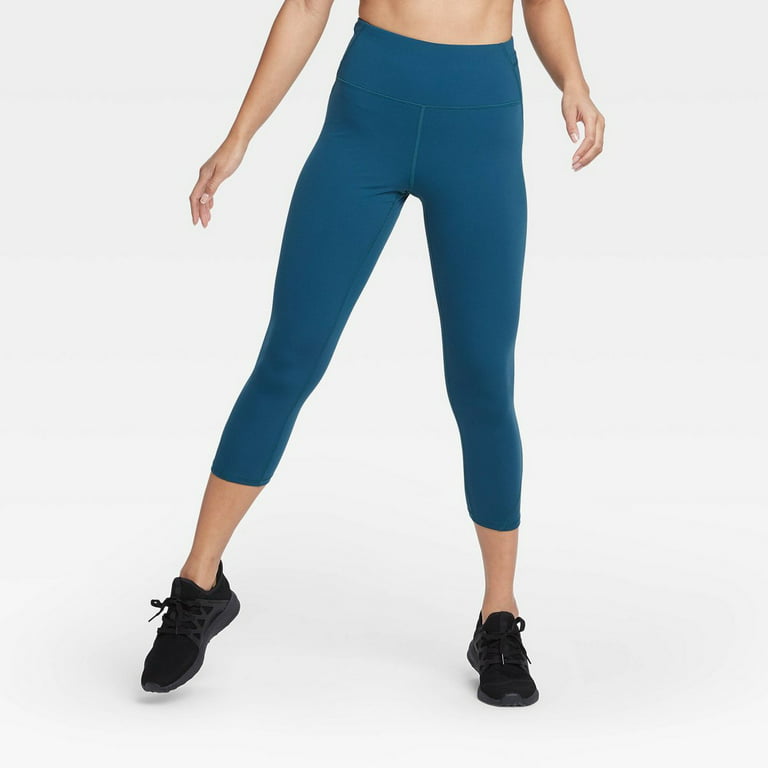Women's Sleek High-Waisted Run Capri Leggings 21 - All in Motion Teal XS,  Blue 