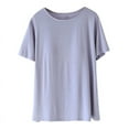 thumbnail image 1 of Women's Sleep T-Shirt 2025 Fashion Women's Solid Color with Chest Pad No Steel Rings Bottom Underwear Short Sleeve Pajama Blue Xl, 1 of 5