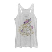 Women's Sleeping Beauty Aurora Profile Racerback Tank Top White Heather Medium