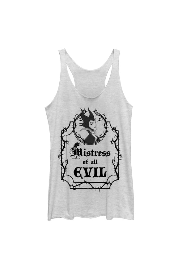 Women's Sleeping Beauty Evil Maleficent Racerback Tank Top White Heather Large