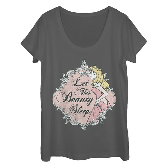 Women's Sleeping Beauty Let This Princess Sleep Scoop Neck Charcoal X Large