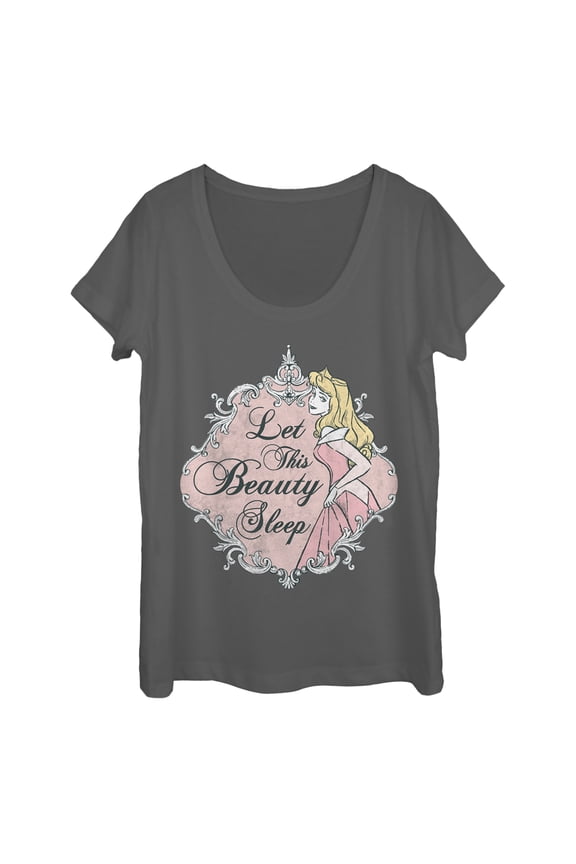 Women's Sleeping Beauty Let This Princess Sleep Scoop Neck Charcoal X Large
