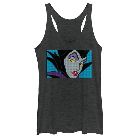 Women's Sleeping Beauty Maleficent Close Up  Racerback Tank Top Black Heather Small