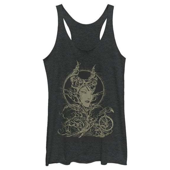 Women's Sleeping Beauty Maleficent Twisted Queen Racerback Tank Top Black Heather X Small