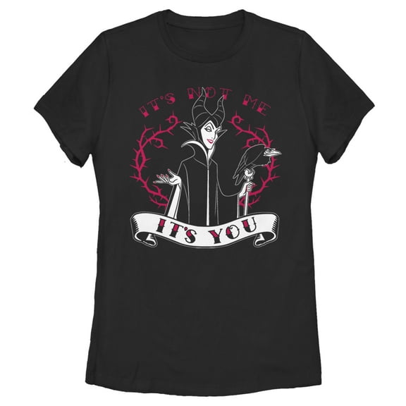Women's Sleeping Beauty Maleficent Valentine's Day It's Not Me, It's You  Graphic Tee Black Medium