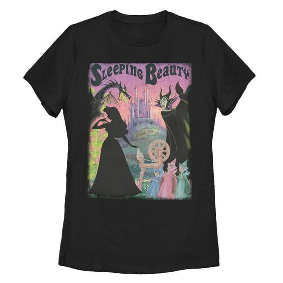 Women's Sleeping Beauty Silhouettes Graphic Tee Black Small